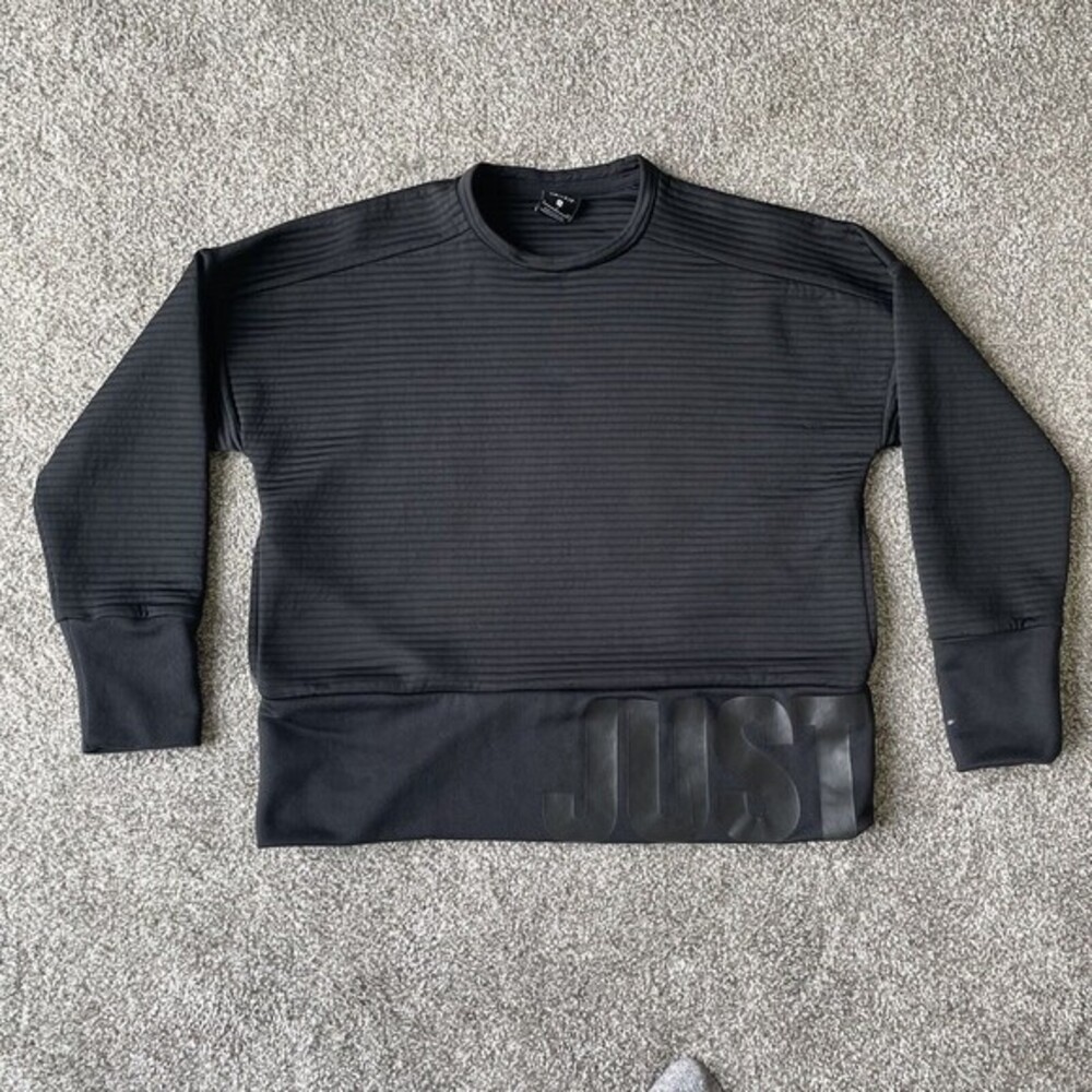 Nike Sweatshirt Womens Size Small Black Double Knit Crewneck Ribbed CD8991-010